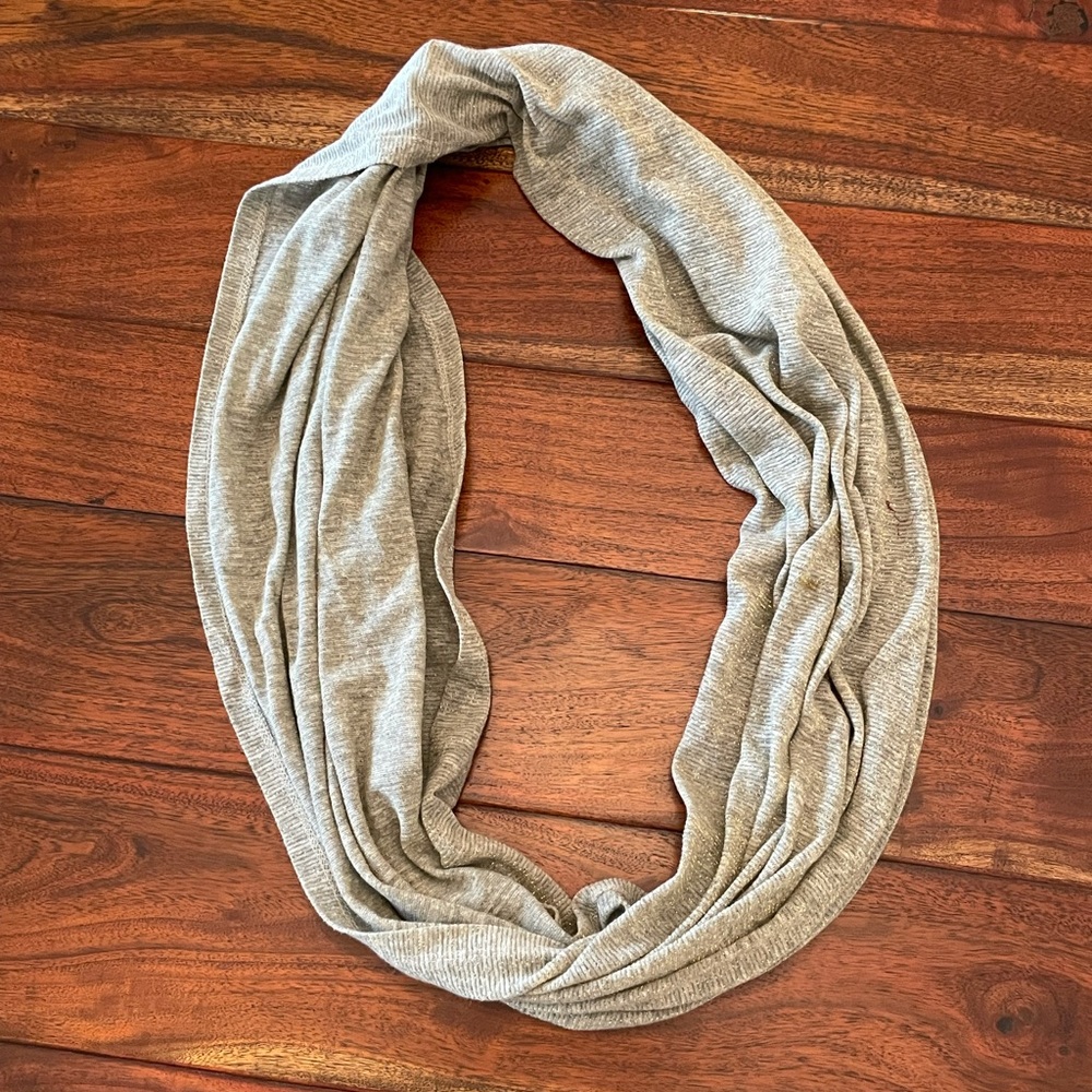 Infinity Scarf - tan/taupe/gold threading WOMENS